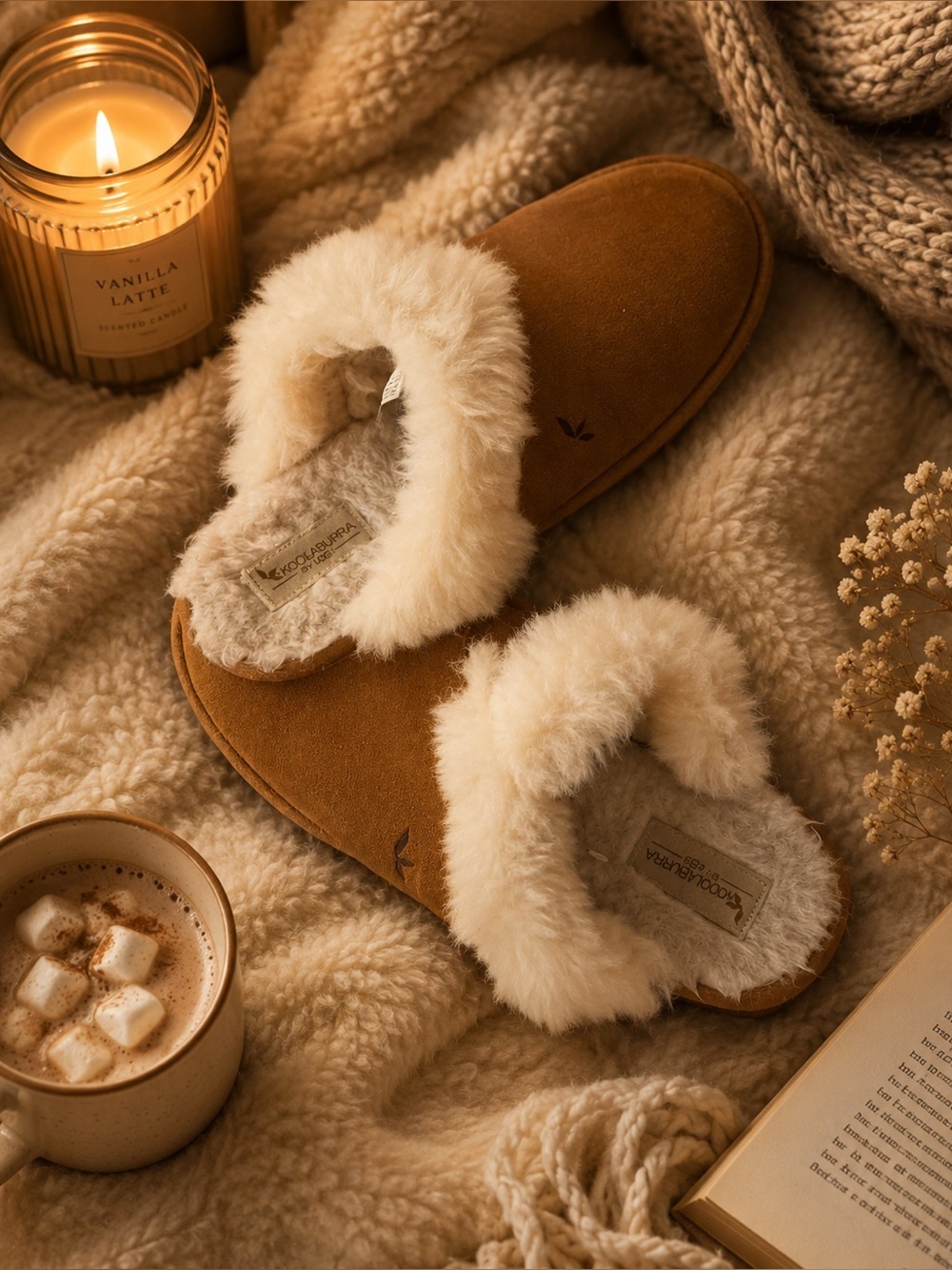 Koolaburra by Ugg Chestnut Suede Slip-On Shearling Clog Slippers